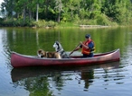 Kayko and Diva canoeing at Norway Lake, ON